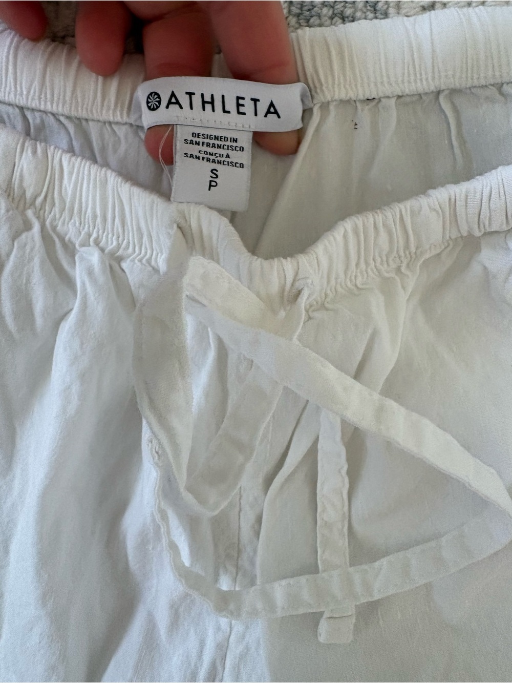 Athleta White Drawstring Wide-Leg Pants - Picture 2 of 5